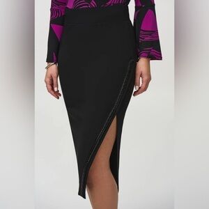 RIBKOFF TRENDS SZ 16 Pencil Skirt Satin Trimmed Zipper Slit Lined Ziper Closure